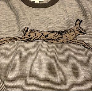 Crosby and Howard Sweater with rabbit.